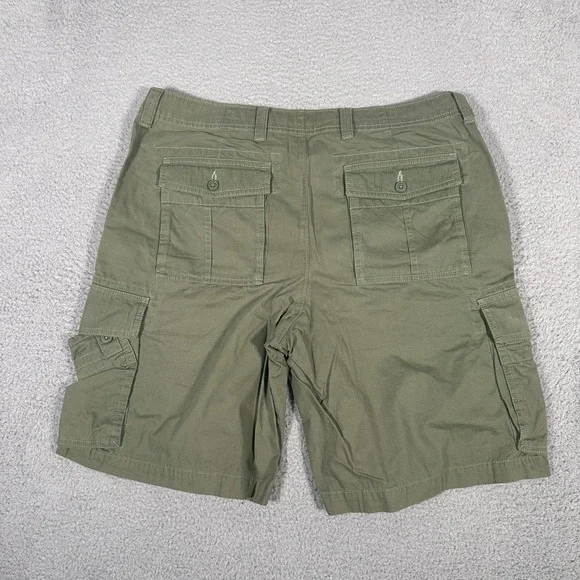 LL Bean Shorts Mens 36 Green Cargo Outdoor Casual Cotton 10" Inseam Drawstring - Picture 8 of 9
